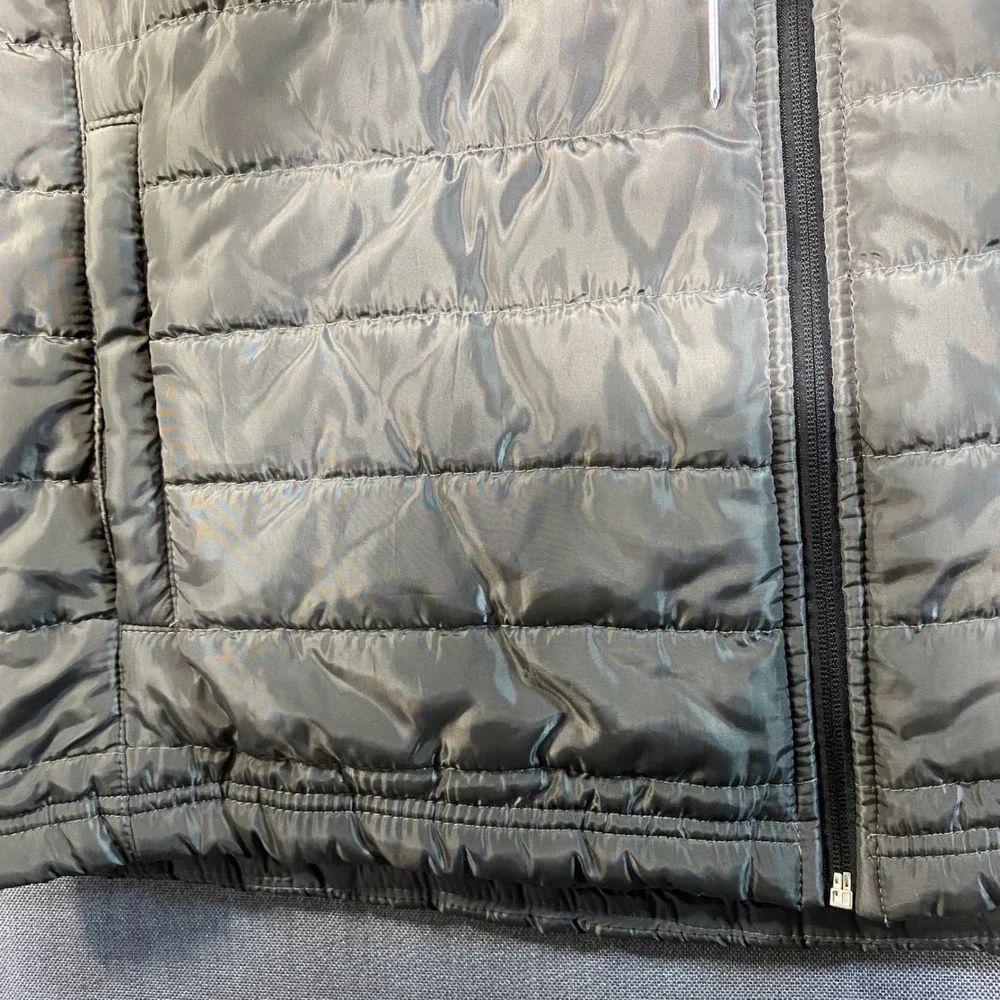 True Religion Mens Puffer Vest Charcoal Grey Quilted‎ Full Zip Horseshoe Logo L